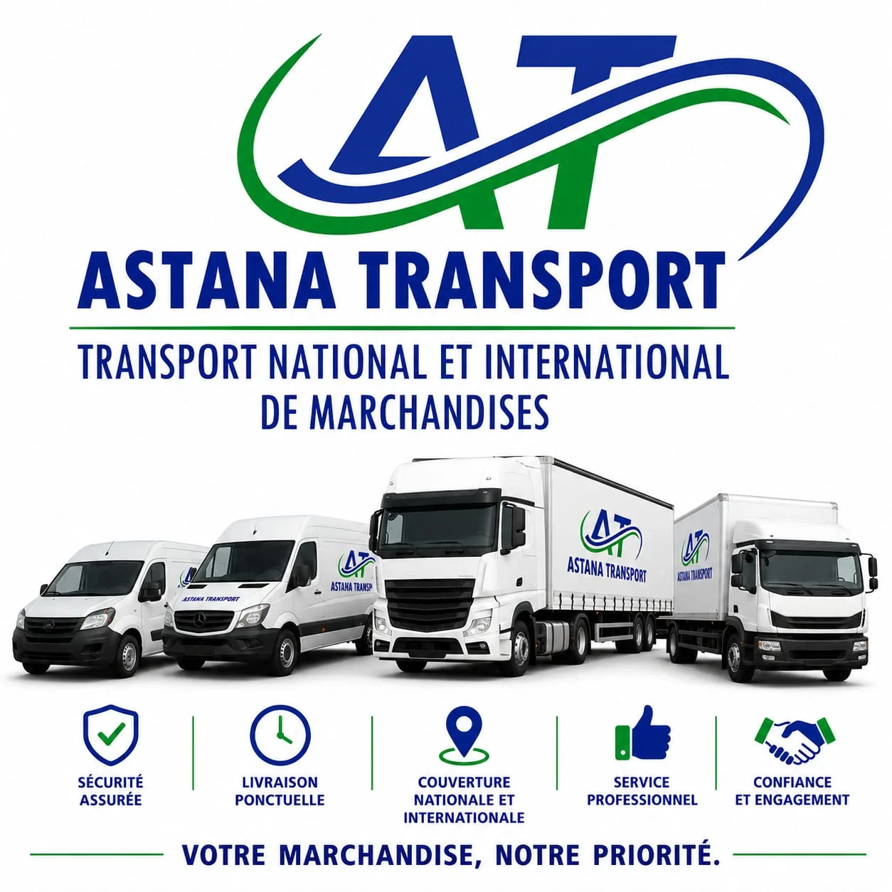 Votre marchandise, notre priorité. Astana Transport, logistique depuis Tanger